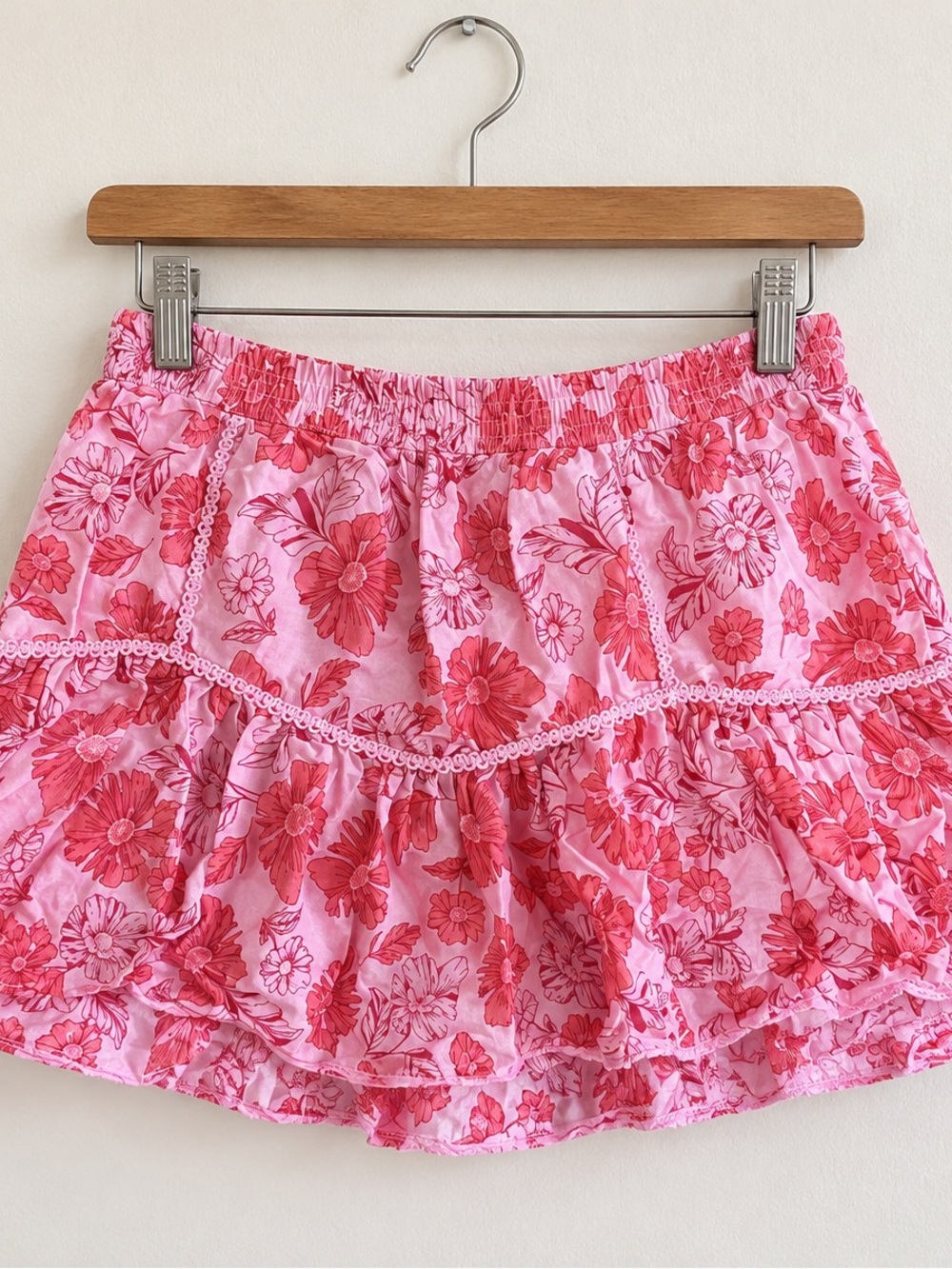 Jessica Simpson Pink Floral Tiered Mini Skirt